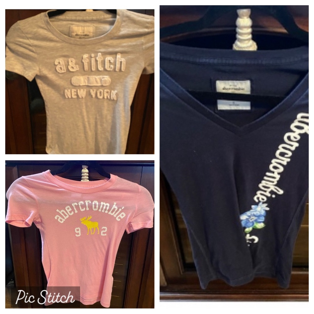 Abercrombie Kids - 3 Sz Sm Short Sleeve Blue, Blue & White Striped, Gray & Pink